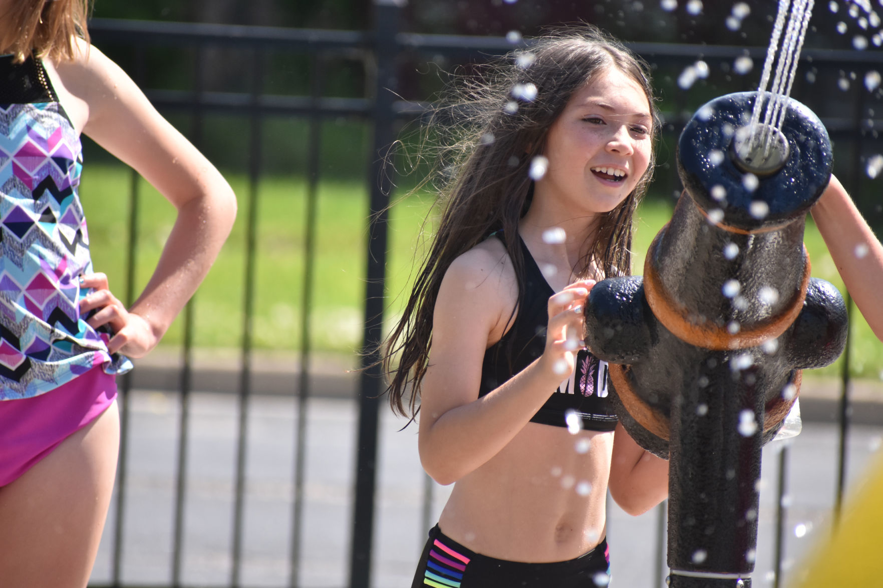 Jaelyn shoots a water cannon